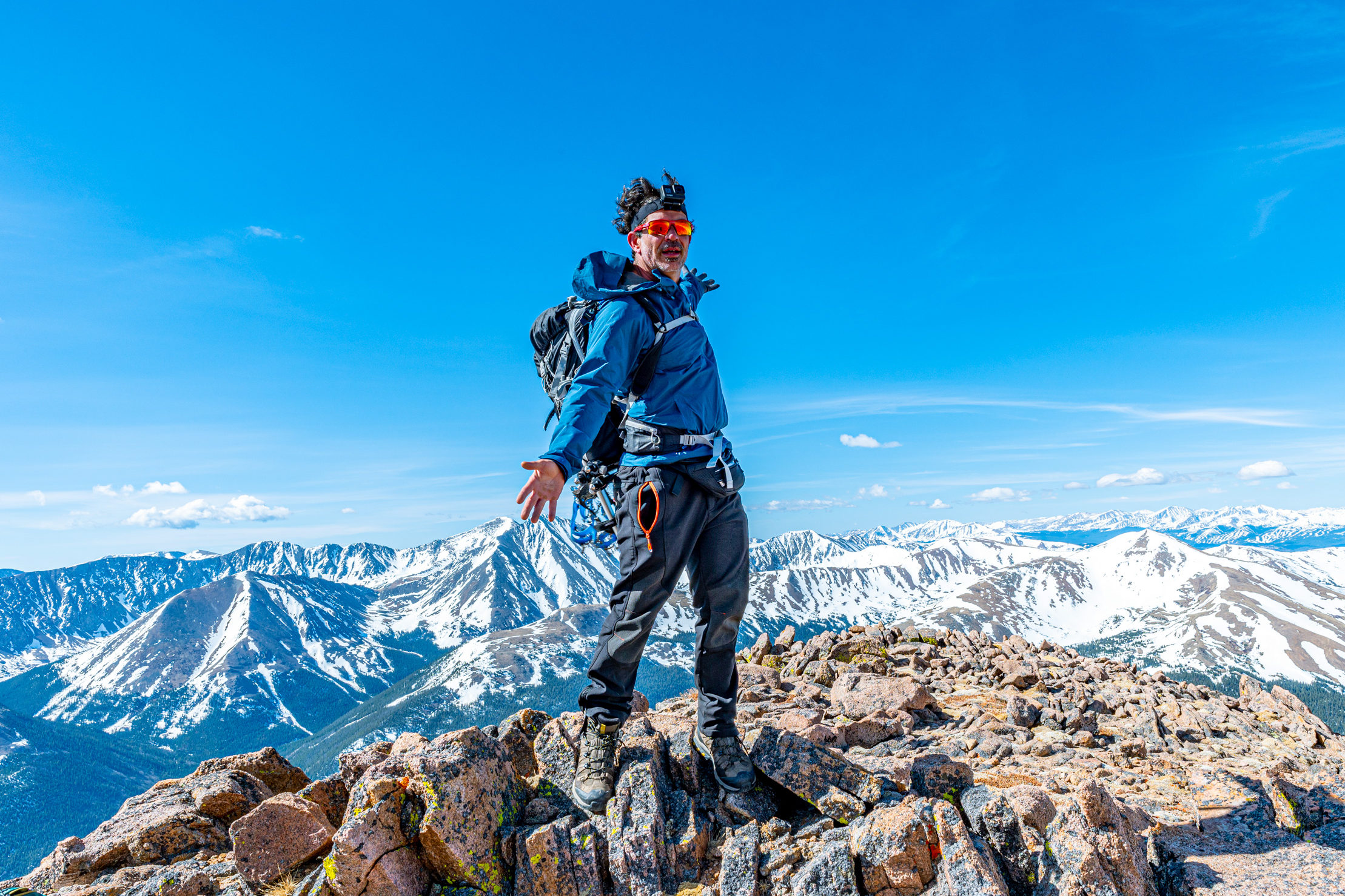 Dave Spates landscape photographer on the summit of Mt Parnassus