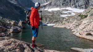Dave Spates at Frozen Lake in Rocky Mountain National Park in the upper Glacier Gorge