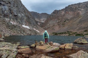 Hiking Photography at a high elevation alpine mountain lake