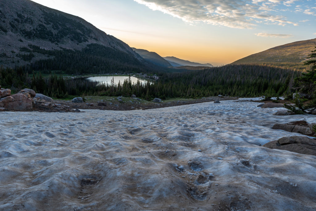 above lost lake for sunrise in rocky mountain national park