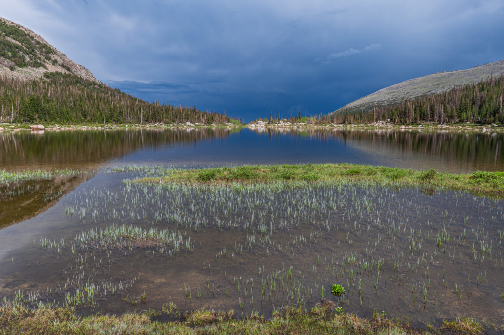 storm clouds around Lost Lake in rocky mountain national park