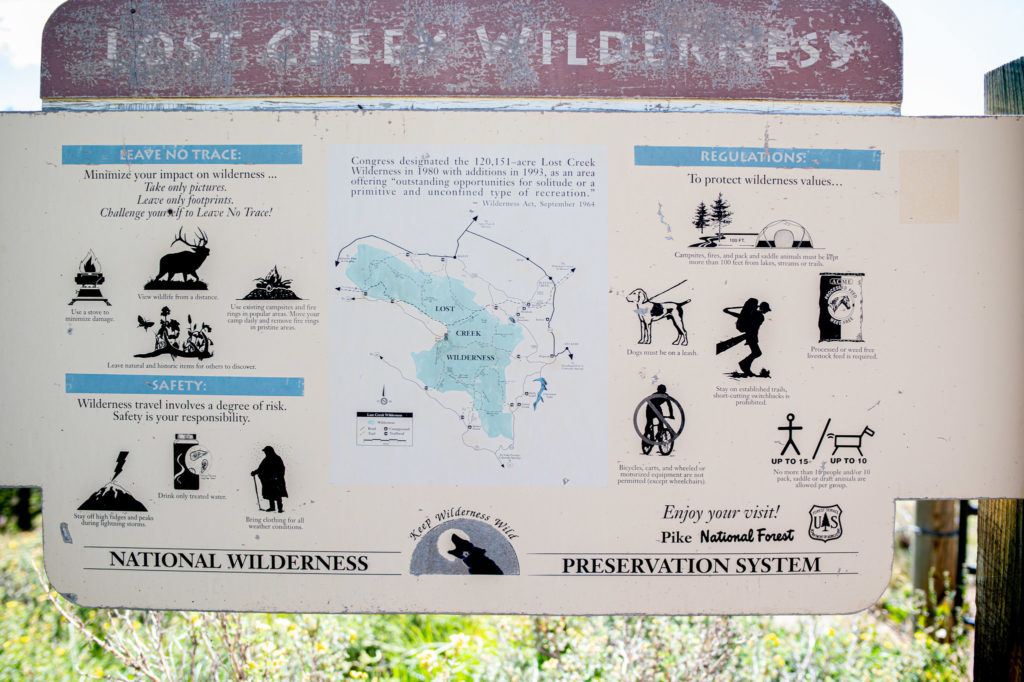 Lost Creek Wilderness sign