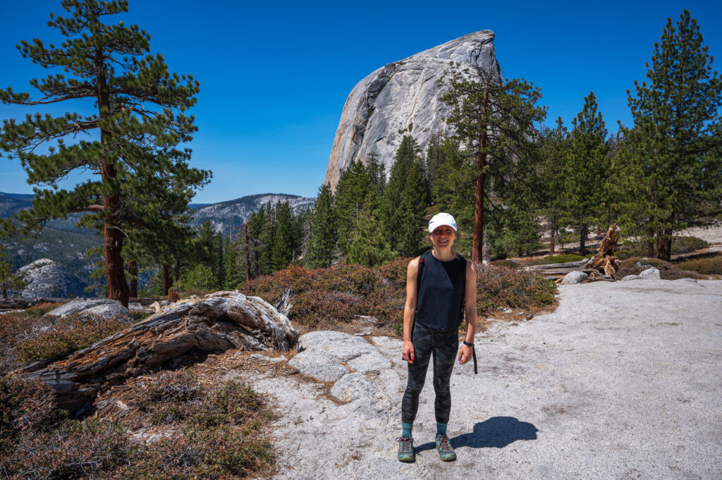 Emily posing in front of Half dome